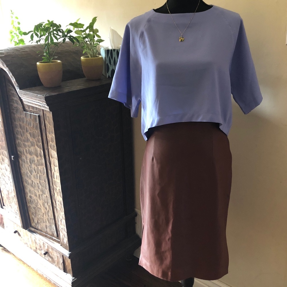 Rare Zara brown leather pencil skirt!!